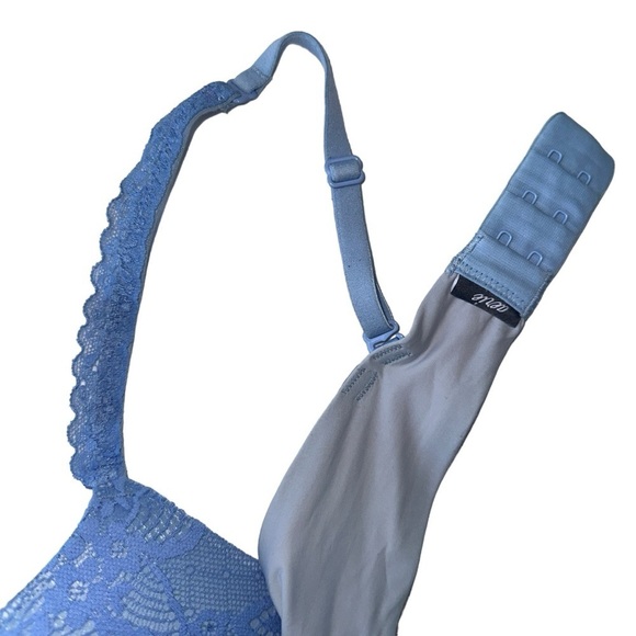 AERIE PADDED PUSH UP BRA WOMENS  SIZE 34C LIGHT BLUE FLORAL BLOOM LACE - Picture 8 of 13